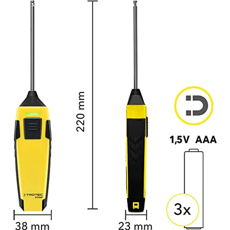 TROTEC BT22WP -appSensoren- Thermometer mit Smartphone-Bedienung | Messbereich -50 bis 150 °C | Min/Max- und Data-Hold-Funktion | Fotoverknüpfte Messwertspeicherung – Bild 2