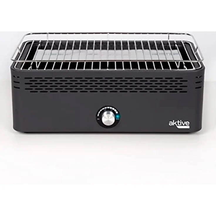 Aktive 63004 - Tragbarer Holzkohlegrill, wiederaufladbar, rauchfrei, schwarz, rechteckig, auslaufsicher, inklusive Transporttasche, Grill für Terrasse, Balkon, 45 x 28 x 19 cm – Bild 4