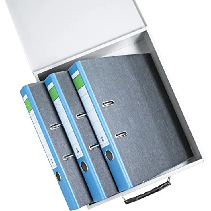 HMF 142-07 Abschließbare XL Dokumentenkassette für Ordner | DIN A4 / B4 | Lichtgrau | Sicher, Robust, Praktisch, Kratzfest – Bild 3