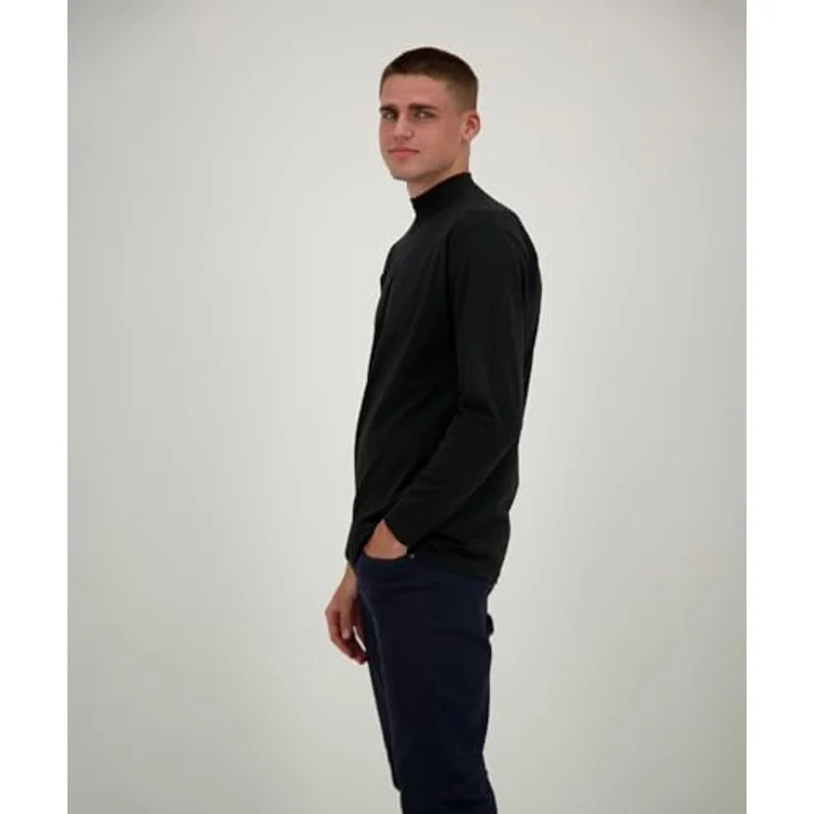 Ragman Herren Longsleeve Shirt, Casual Pullover mit Stehkragen, Schwarz, Größe XL, aus hochwertiger Baumwolle – Bild 5