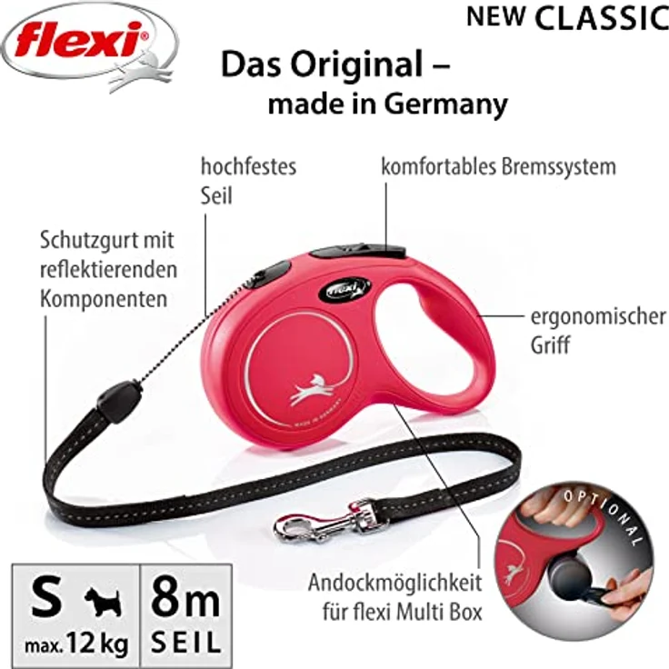 Flexi Hundeleine New Classic S Länge: 8 m, rot – Bild 2