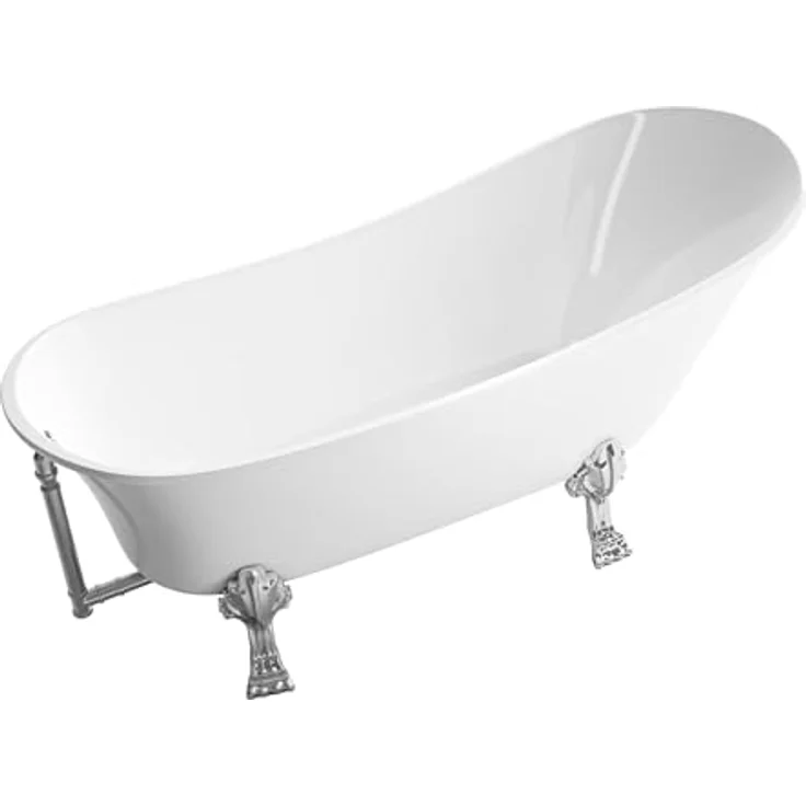 Bernstein Freistehende Badewanne PARIS Acryl, Weiß Glänzend 176x71cm, mit Chromfüßen, ohne Armatur – Bild 6