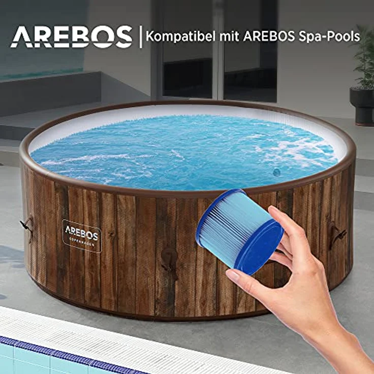 Arebos Poolfilter | 6X Filterkartuschen Spa Whirlpools | Antimikrobieller Filter | Blau – Bild 3