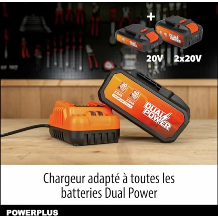 Powerplus POWDP90640, Dual Power Akku- und Ladegeräteset mit 40V 5000mAh Akku, orange – Bild 4