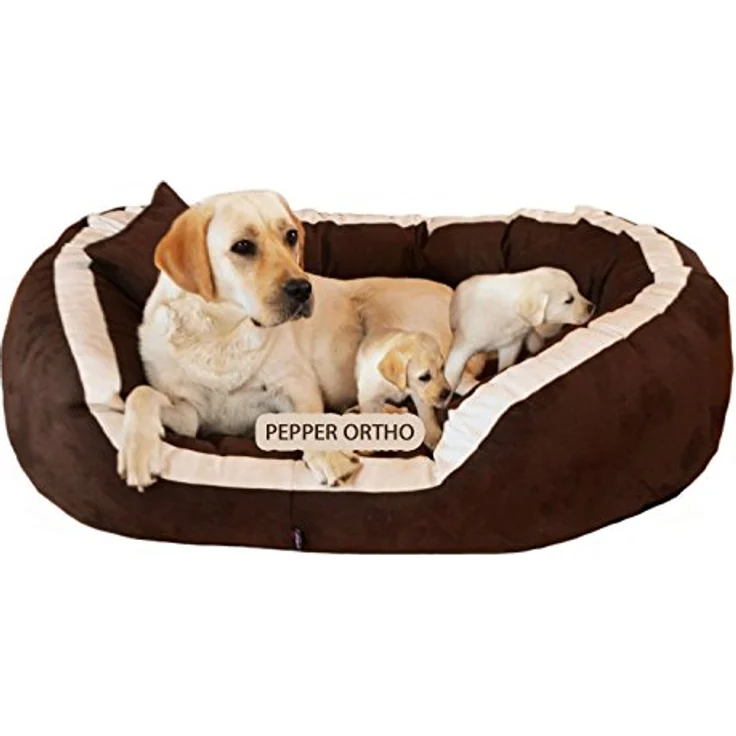 tierlando® Pepper Orthopädisches Hundebett Hundesofa VISCO XL Velours Mega Dick & Weich GRAU 110cm L Velours MEGA DICK & WEICH – Bild 4