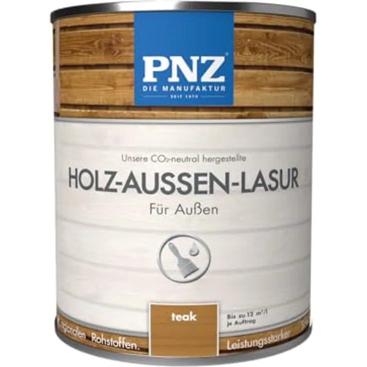 PNZ Holz-Außen-Lasur, 2.5L Gebinde, Farbe: teak, für langlebigen Schutz und ansprechende Optik