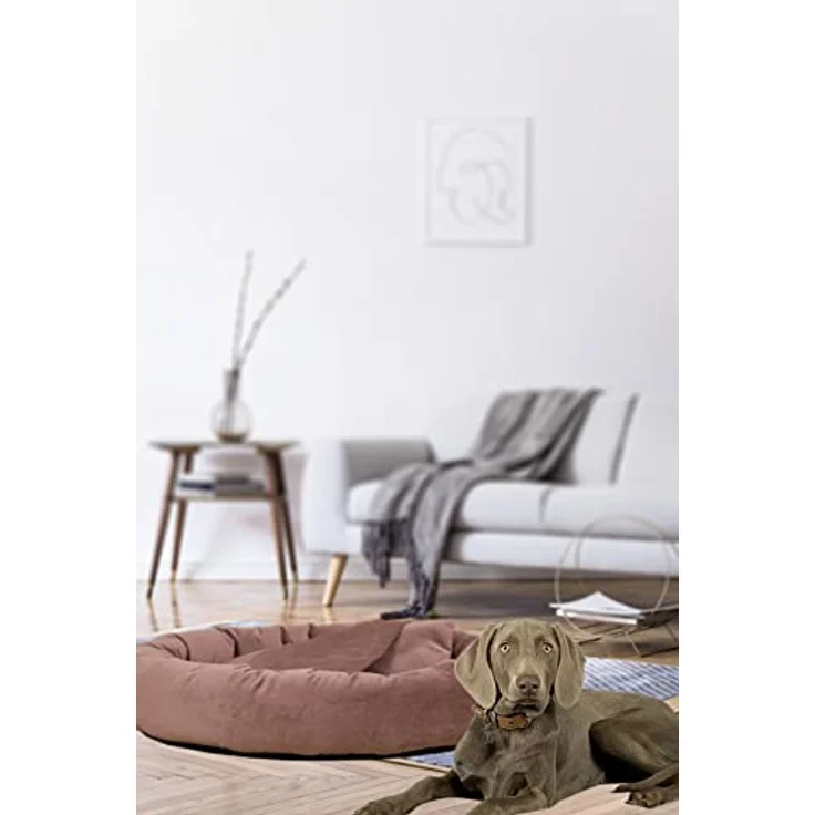 Rohrschneider Hundekissen Kuschelhöhle Denver Samt S-M-L mit Hundekotbeutelset (L, Rosé) - Vielseitiges Hundebett aus hochwertigem Samtstoff – Bild 4
