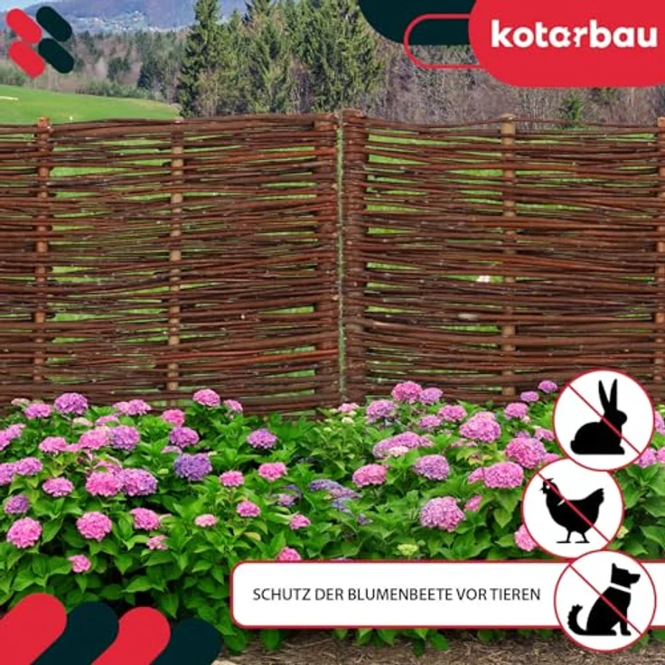 KOTARBAU® 10er Set Weidenzaun Beetbegrenzung 60 x 30 cm, Braun, Wetterbeständig, Flexibel, Für Garten und Grünanlagen – Bild 4