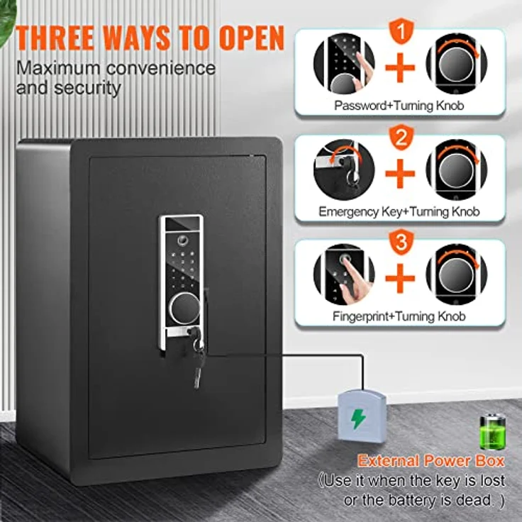 VEVOR Tresor Safe Tresor 2,2 Kubikfuß, Möbeltresor mit Feuerfester Geldtasche, Zuverlässiges Dreifach-Schloss-System, verstärktes legiertes Stahlmaterial – Bild 6