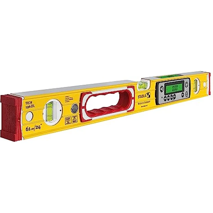 STABILA Elektronik-Wasserwaage TECH 196 DL - digitale Wasserwaage wasser- und staubdicht nach IP 67, 2 Digital-Displays, kalibrationsfrei mit Tasche, 61 cm – Bild 1