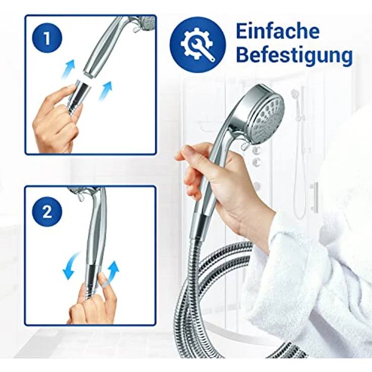 VIOKS Duschschlauch 160 cm, flexibler Brauseschlauch aus Edelstahl mit Knickschutz und einfacher Pflege – Bild 5