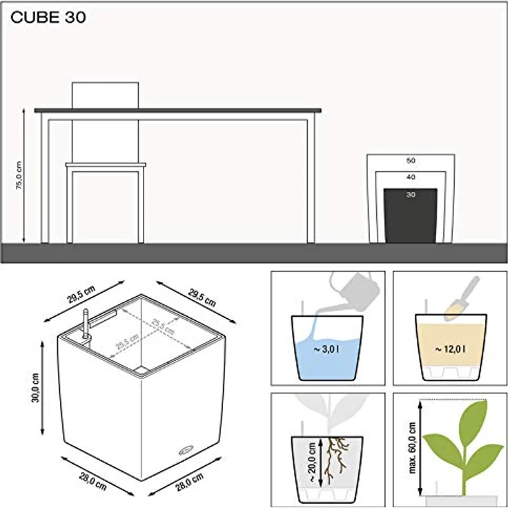 CUBE 30, All-in-One, Silber metallic - Lechuza – Bild 4