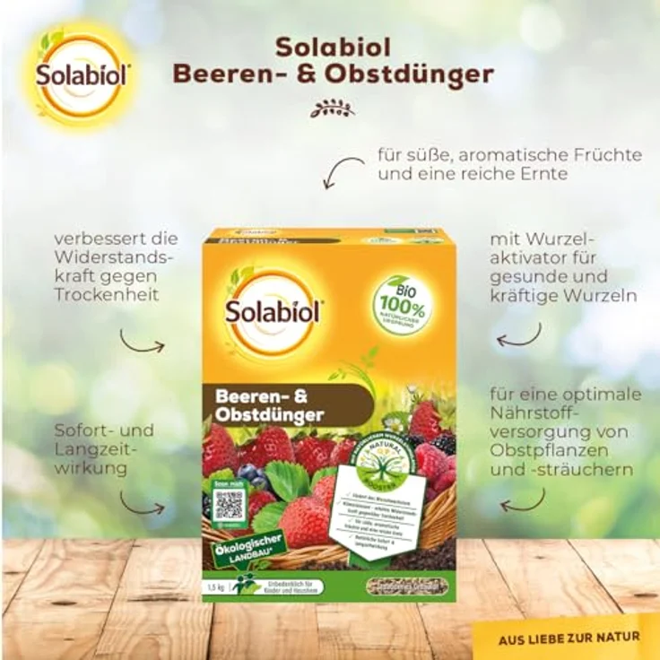 Solabiol Beeren- & Obstdünger, Spezialdünger mit Sofort- und Langzeitwirkung für Obstpflanzen, 1,5 kg – Bild 2