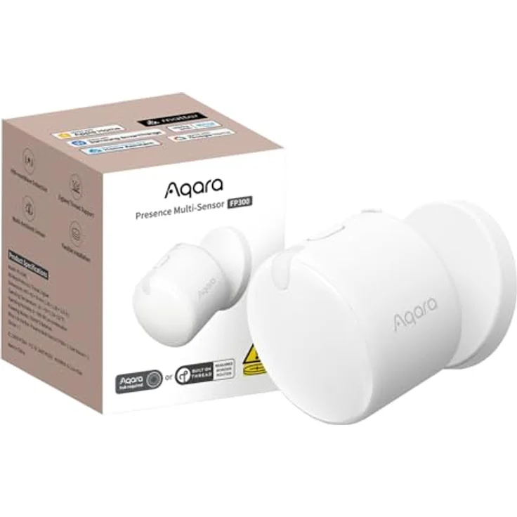 Aqara FP300 Präsenzsensor, Drahtloser 5-in-1-Bewegungsmelder mit mmWave, PIR, Licht, Temperatur-& Feuchtigkeitserkennung, Kompatibel mit HomeKit, Alexa, Google Home, Weiß – Bild 1