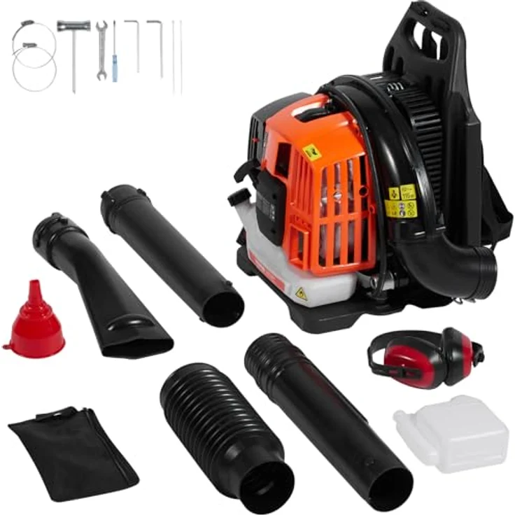 VEVOR Rucksack-Laubbläser, 52 CC 2-Takt-Benzin, 1,37 l Kraftstofftank, 480 CFM, 175 MPH, ideal für Rasenpflege und Laubreinigung – Bild 9