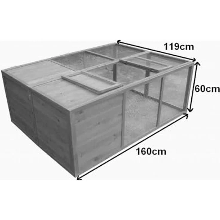 Mucola Freilaufgehege klappbar Kleintierstall Outdoor Ausbruchsperre Hasenstall 160x119x60cm Freigehege aus Holz mit Gitter Kaninchenauslauf Freilauf, Weiß/Grau – Bild 5