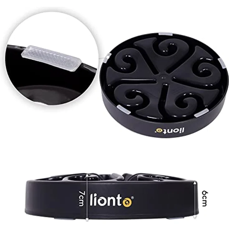 lionto Hundenapf Antischlingnapf Fressnapf rutschfest Katzennapf Anti-Schling-Hundenapf Futternapf, 30x5,5 cm schwarz – Bild 4