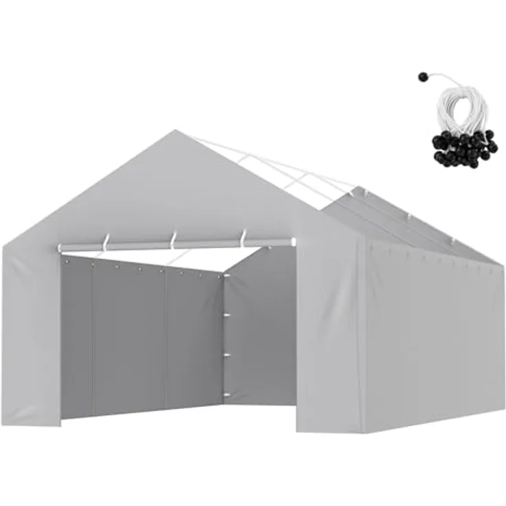 VEVOR Carport-Garagenzelt Seitenwand 6000 x 3950 x 1950 mm, strapazierfähig, wasserdicht und UV-geschützt, grau