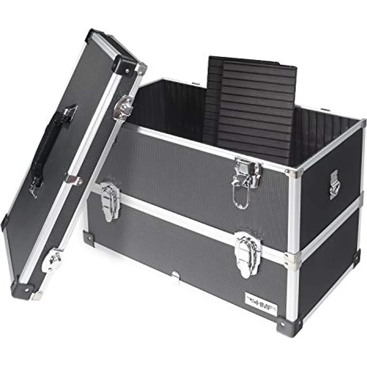 HMF 14660-02 Alu Werkzeugkoffer leer, 2 Etagen, 44 x 32,5 x 24 cm, schwarz – Bild 3