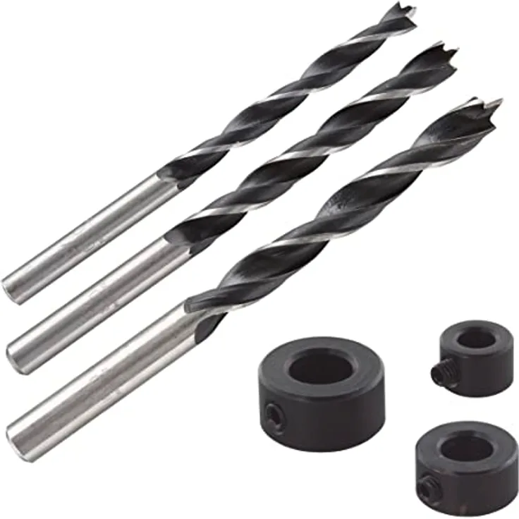 Wolfcraft 2730000 Holz-Spiralbohrer-Set, 3-teilig mit Zentrierspitze, 6 mm, 8 mm, 10 mm, Chrom-Vanadium-Stahl, inkl. 3 Tiefenstopps