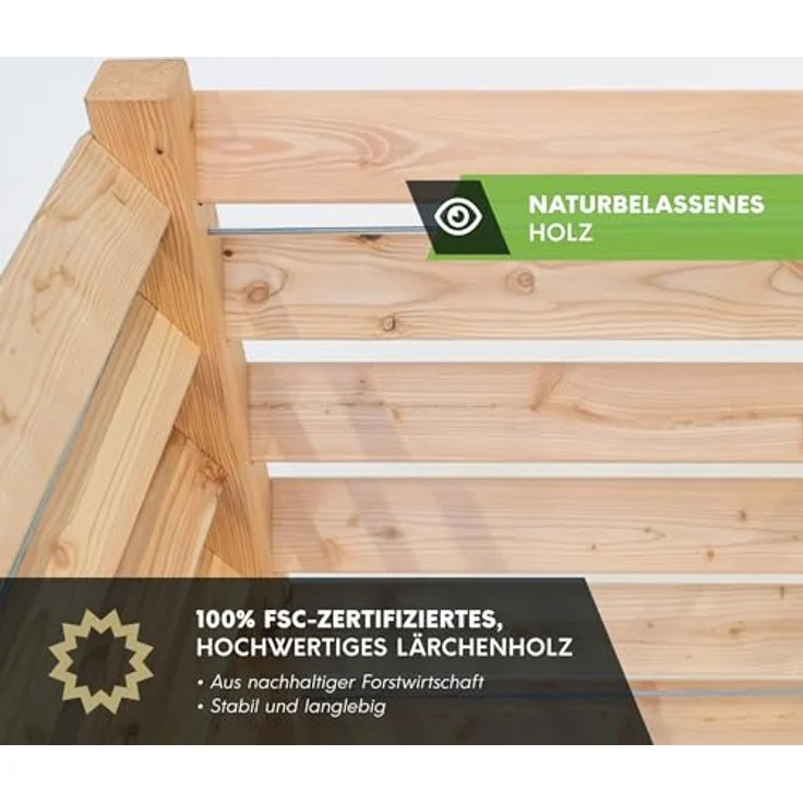 Westmann Holz Komposter Konni S, FSC-zertifiziertes Lärchenholz, robust und wartungsarm, 615 Liter, 85x85x80, natur – Bild 3