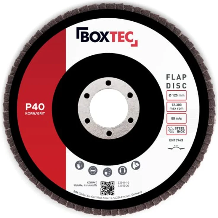 BOXTEC Fächerscheiben BRAUN 125mm Lamellenscheiben Schleifscheiben für Metall & Holz, Körnung:P40-20er Pack – Bild 5