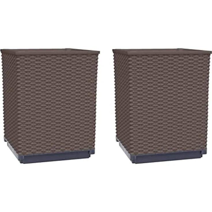 vidaXL Pflanzkübel 2er Set, braun, 30x30x37 cm aus strapazierfähigem Polypropylen