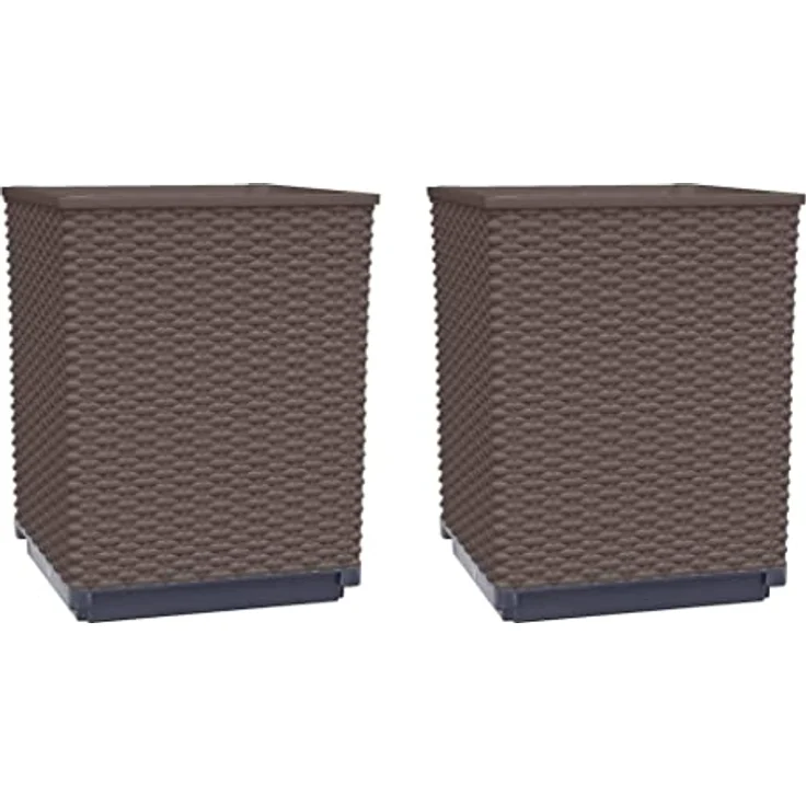 vidaXL Pflanzkübel 2er Set, braun, 30x30x37 cm aus strapazierfähigem Polypropylen – Bild 1