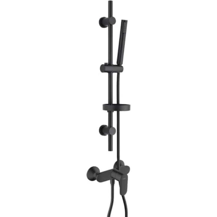 Hansgrohe Vernis Blend Duscharmatur Set, Einhebelmischer mit Aloni Handbrause und Regendusche, Aufputz Wandmontage, chrom oder schwarz matt – Bild 2