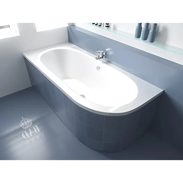 Besco BADLAND Badewanne AVITA, Eckbadewanne 180x80 cm, Weiß Acryl, Komplettset mit Chrom Automatik Ablaufgarnitur, made in EU – Bild 2