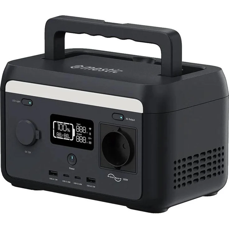Mestic MISTIC STORM MPS-300, Power Station mit 300 W Nennleistung, LiFePO4 Batterie, 204 Wh, 3.55 kg, mehrere Ausgangsverbindungen