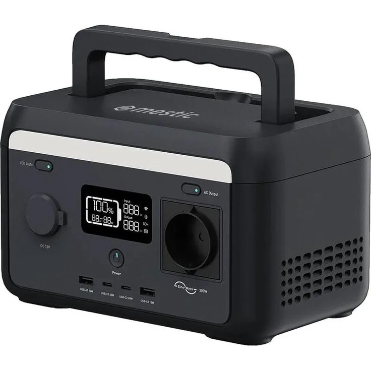 Mestic MISTIC STORM MPS-300, Power Station mit 300 W Nennleistung, LiFePO4 Batterie, 204 Wh, 3.55 kg, mehrere Ausgangsverbindungen