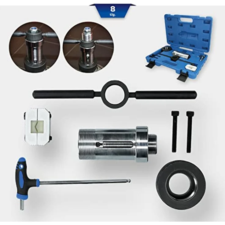 Brilliant Tools BT651100, Drehmomentschlüssel für Stoßdämpfer mit Zuganschlagsfeder, 8-teiliges Montageset – Bild 2