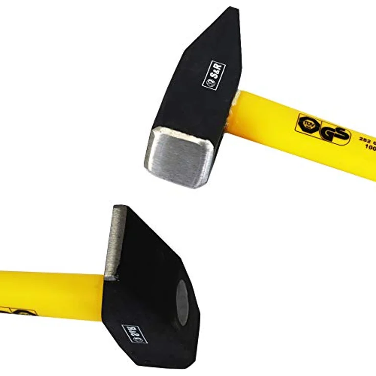 S&R Schlosserhammer 1000 g, Fiberglas-Stiel mit rutschfester PVC-Beschichtung, stoßdämpfend und handschonend – Bild 2