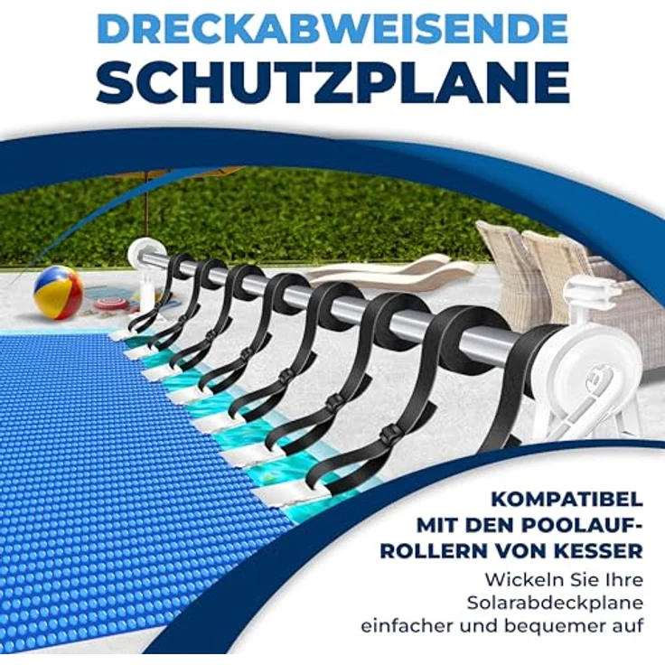 KESSER Pool Solarabdeckplane Rund Ø 244 cm Solarfolie Stärke 120 µm Solarabdeckung Solarplane zuschneidbar Poolsolarplane Solar Folie Poolheizung für Wassererwärmung Wärmeplane Blau, Ø 244 cm – Bild 6