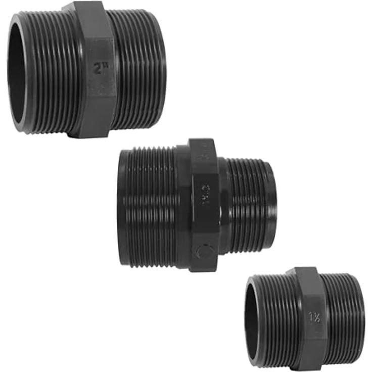 HAF PVC Fittings Doppelnippel 2" | Außengewinde x Außengewinde | Verbinder aus grauem PVC | PN16 für Verrohrung – Bild 2