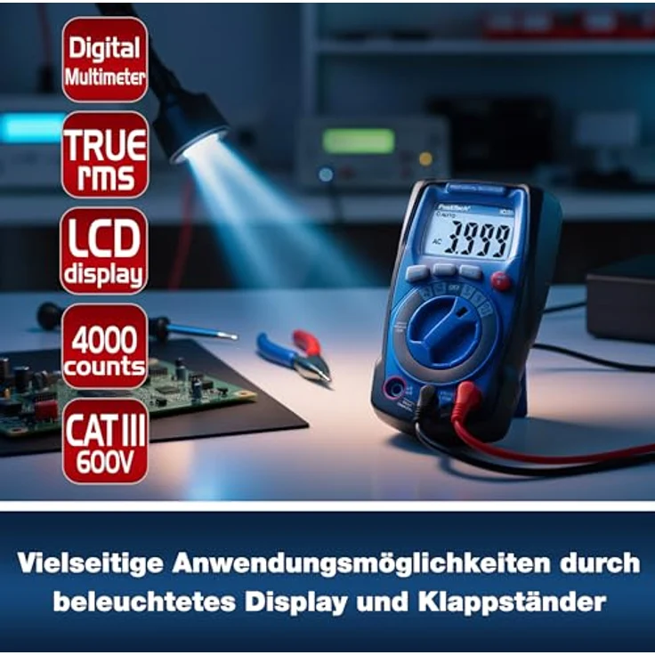 PeakTech P 1021, Digital Multimeter mit 4000 Counts, TRMS, automatische Bereichswahl, robustes Gehäuse – Bild 4