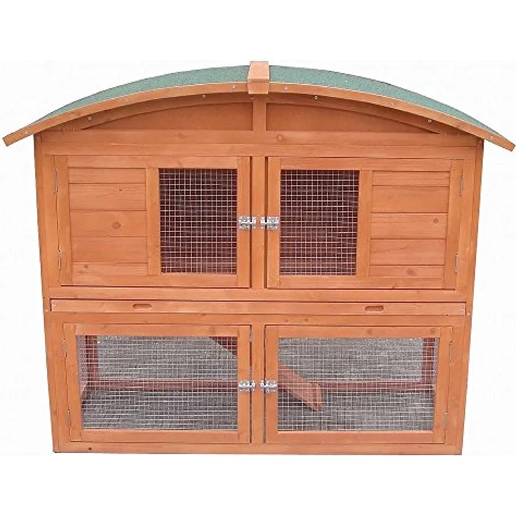 Melko Hasenstall Kleintierhaus mit Freilaufgehege, 120 x 56 x 98 cm, aus Holz, inkl. Rampe und Runddach – Bild 2