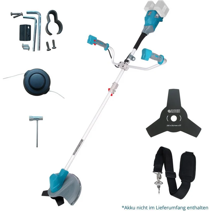 Könner & Söhnen Akku-Rasentrimmer KS BCT1-40V, Bürstenloser 40V-Motor, geteilter Schaft, ergonomischer Fahrradgriff, Blau