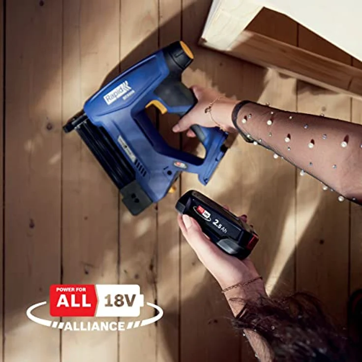 Rapid Akku-Tacker BTX606, 18 V mit Akku und Ladegerät, einstellbare Schlagkraft, LED-Arbeitslicht, 200 Klammern und Nägel enthalten – Bild 2