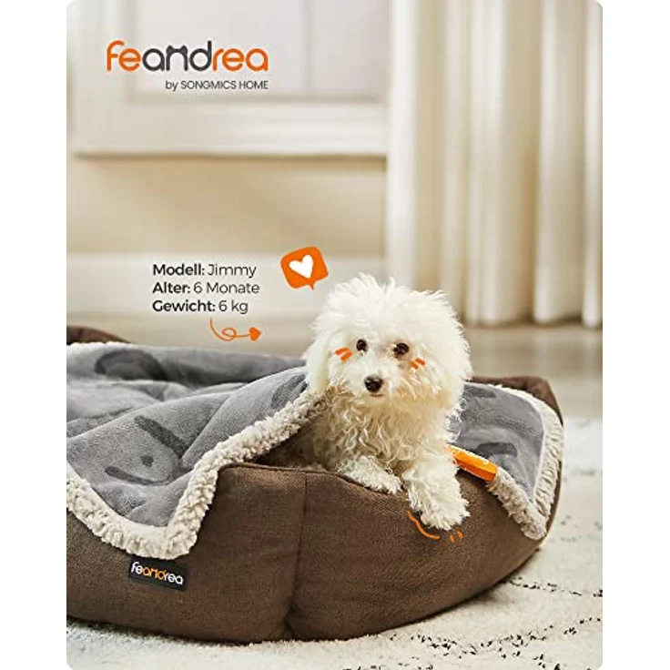 Feandrea wasserdichte Hundedecke, Sherpa Fleece Haustier Decke für Minihunde, Katzen, 73 x 63 cm, S, maschinenwaschbar, beidseitiger Sofabezug-Schutz, grau – Bild 3
