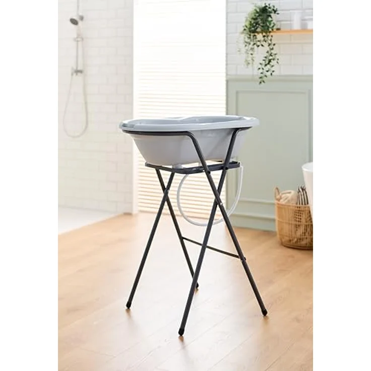 Rotho Babydesign Babybadewanne TOP, ergonomisch mit Antirutschmatte und integriertem Ablaufstopfen, recycelter Kunststoff – Bild 10