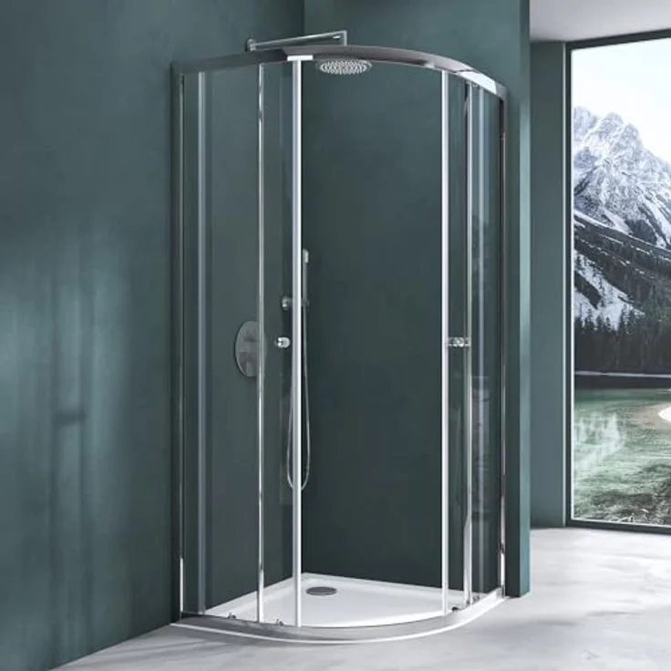 Mai & Mai Duschkabine Ravenna32K, viertelkreis Dusche 80x80 cm mit 2 Schiebetüren aus 6mm ESG-Klarglas und NANO-Beschichtung – Bild 2