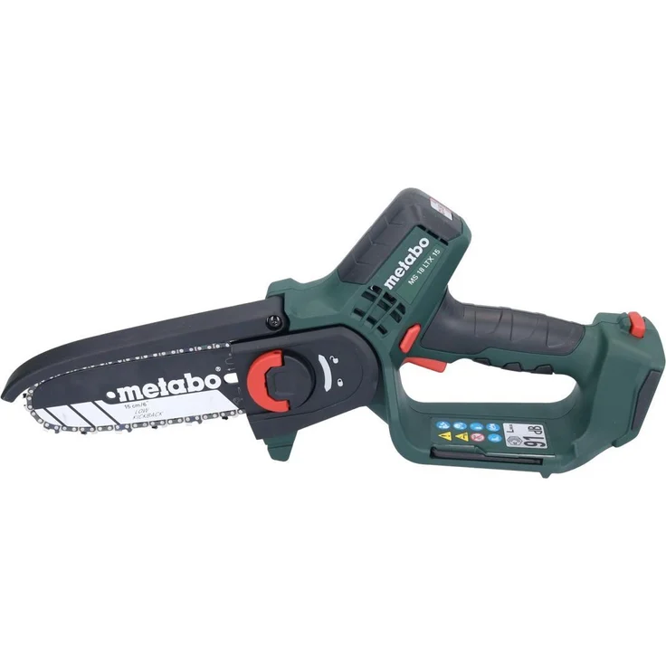 Metabo MS 18 LTX 15, Akku Kettensäge 18 V mit 15 cm Sägeschiene, 5 m/s, 1x 5,5 Ah Akku, metaBOX - ohne Ladegerät