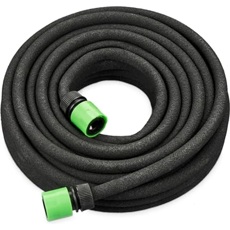 Relaxdays Tropfschlauch Gummi PVC, Anschlussfertig, 70 m, Schwarz - Effiziente Perlbewässerung für Gartenpflanzen