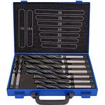PeTools Spiralbohrer Set 9 tlg. HSS Konus-Bohrer, Stahlbohrer 14,5-30mm, Morsekegel MK MK2, MK3 DIN345 in Dampfangelassener Oberflächenbehandlung