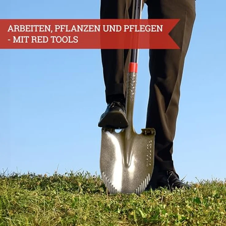 Red Tools Profi Spaten Set, 3-tlg. Gartenset mit Sägespaten, Drainagespaten und vielseitiger Schaufel, robustes Metallwerkzeug – Bild 6