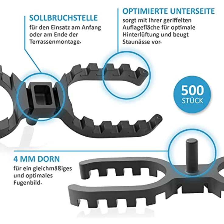 Abstandhalter, Abstandshalter für Terrassendielen Terrasse 4mm (1000 Stück 4 mm Abstandhalter) – Bild 3