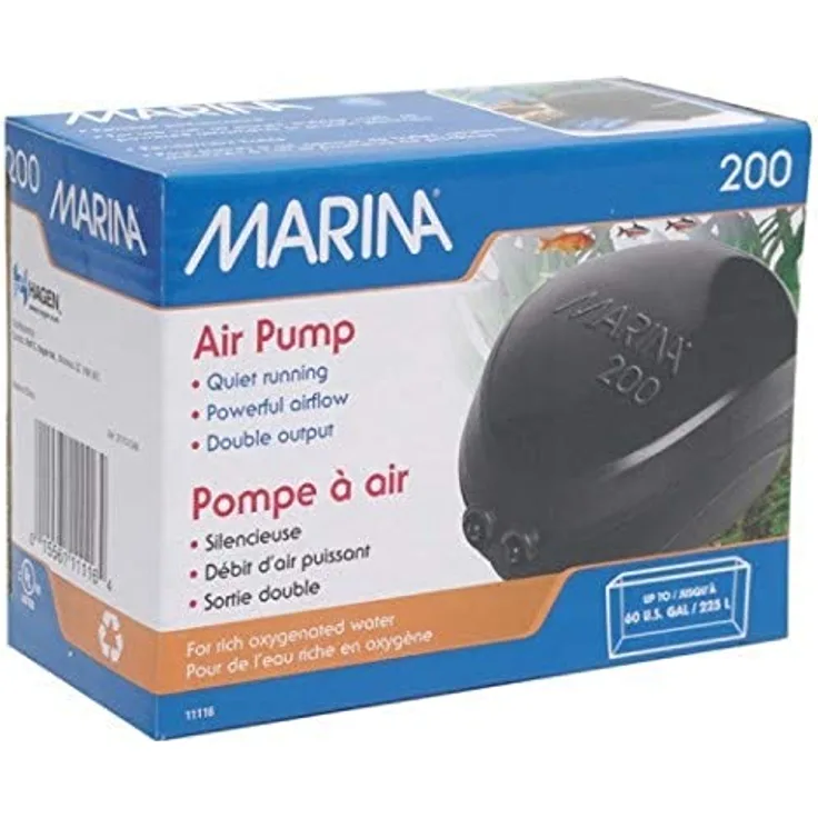 Marina 11116 Durchlüfterpumpe 200, für Aquarien bis 225L Schwarz