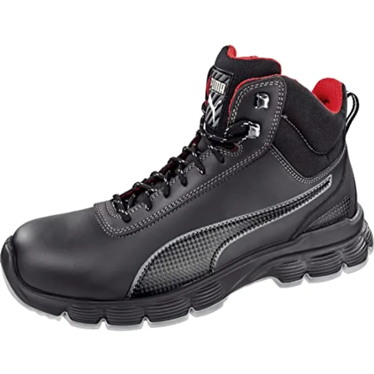 ELC Schnürstiefel Condor Black Mid, S3 Sicherheitsschuhe mit Stahlkappe und rutschfester Duo-PU-Sohle, schwarz-grau, Gr. 41